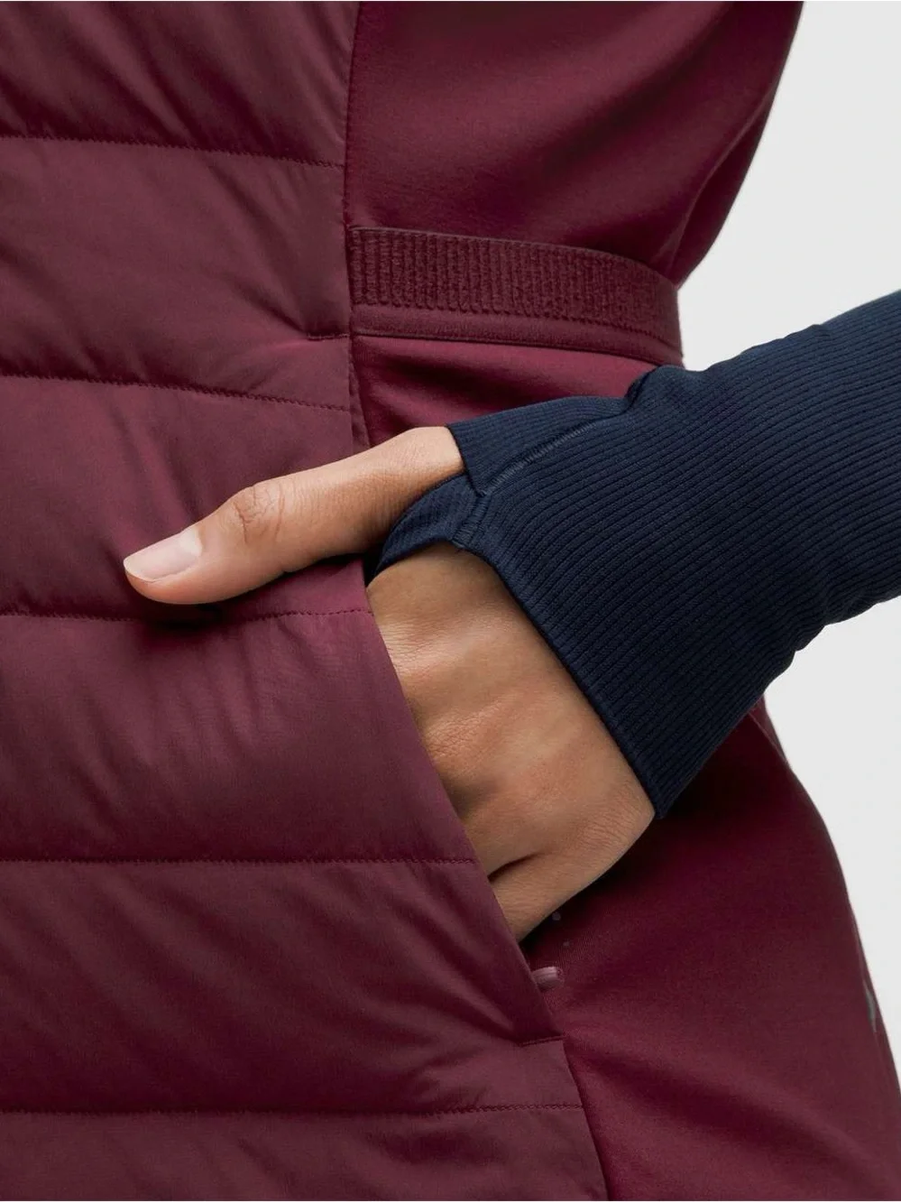 Lululemon Quilted Down Puffer Full Zip Sleeveless Mock Neck Vest Burgundy Red